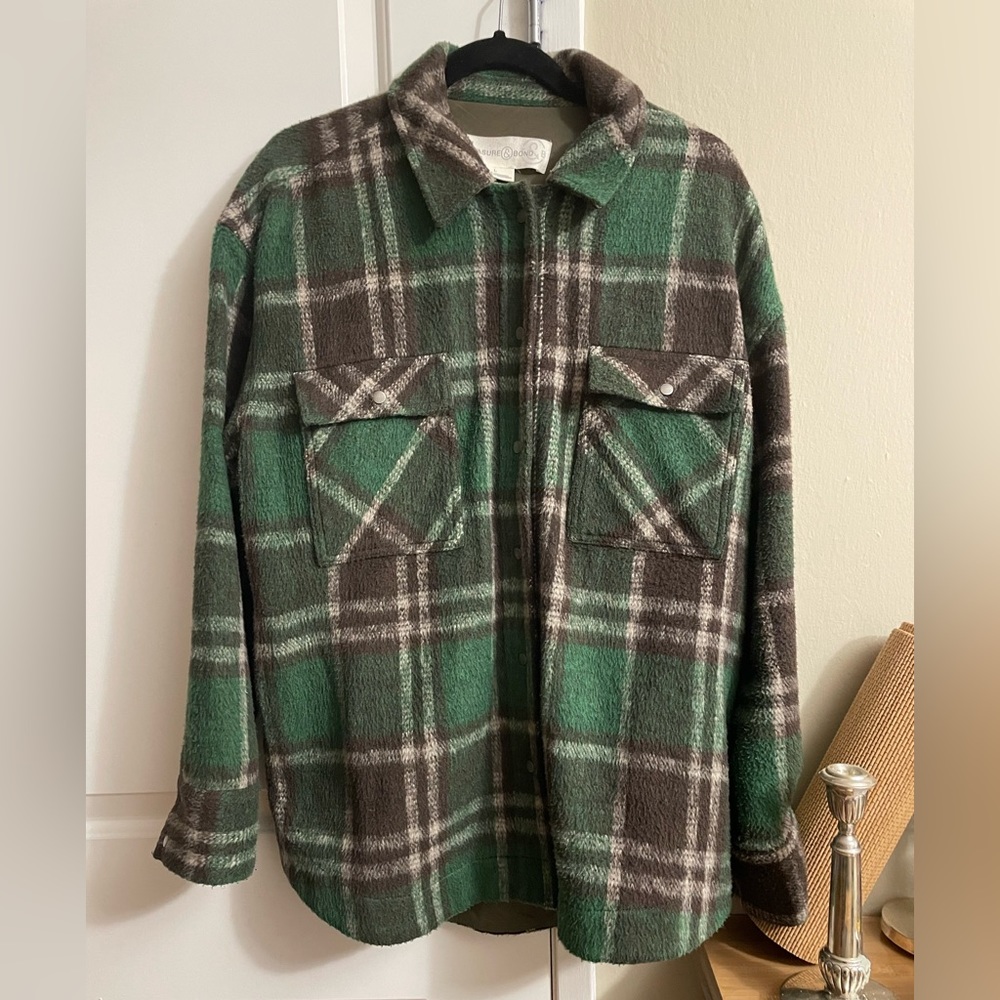Treasure & Bond Green and Brown Plaid Shacket